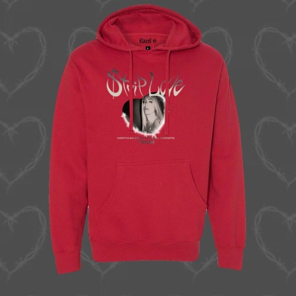 Karol G Strip Love Tour Red Graphic Hoodie Official Concert Size M Coachella